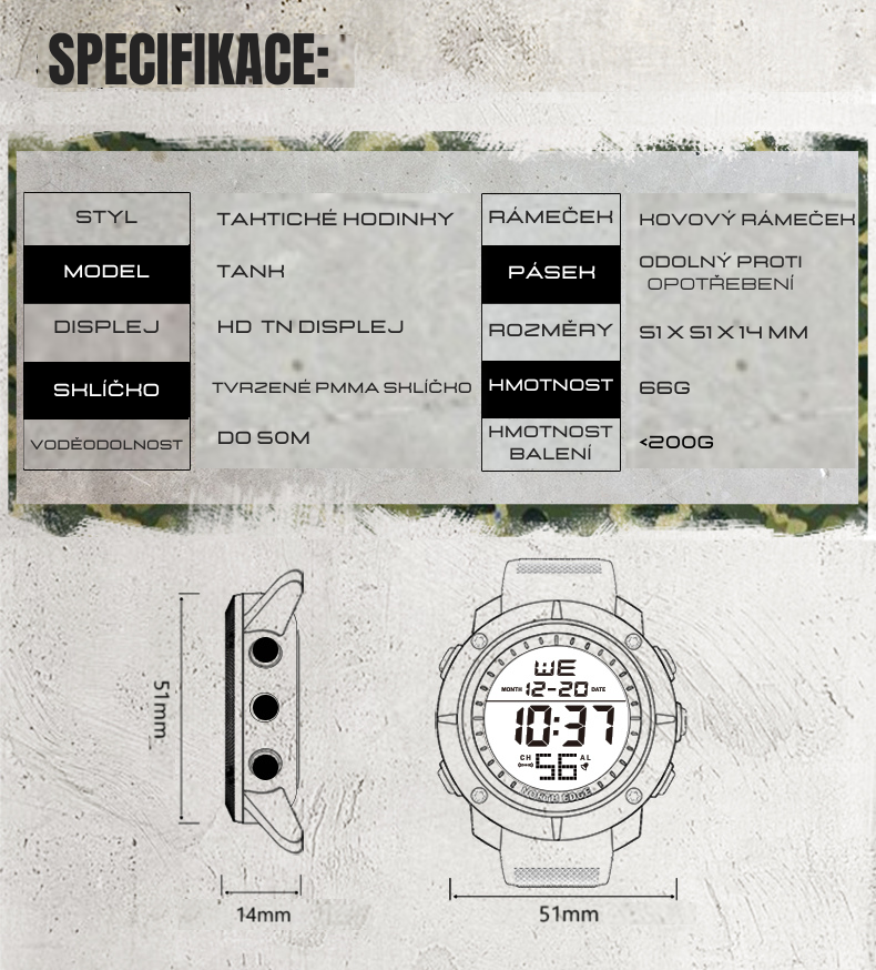 tank TECH. SPECIFIKACE